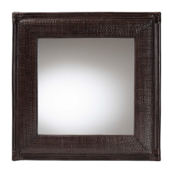 bali & pari Candela Natural Rattan Wall Mirror - Handwoven Wicker Accent Piece with Inset Mirrored Glass and Textured Frame